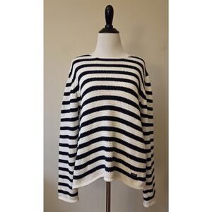 Holebrook Sweden‎ Women's Blue White Striped 100% Cotton Sweater Size Small